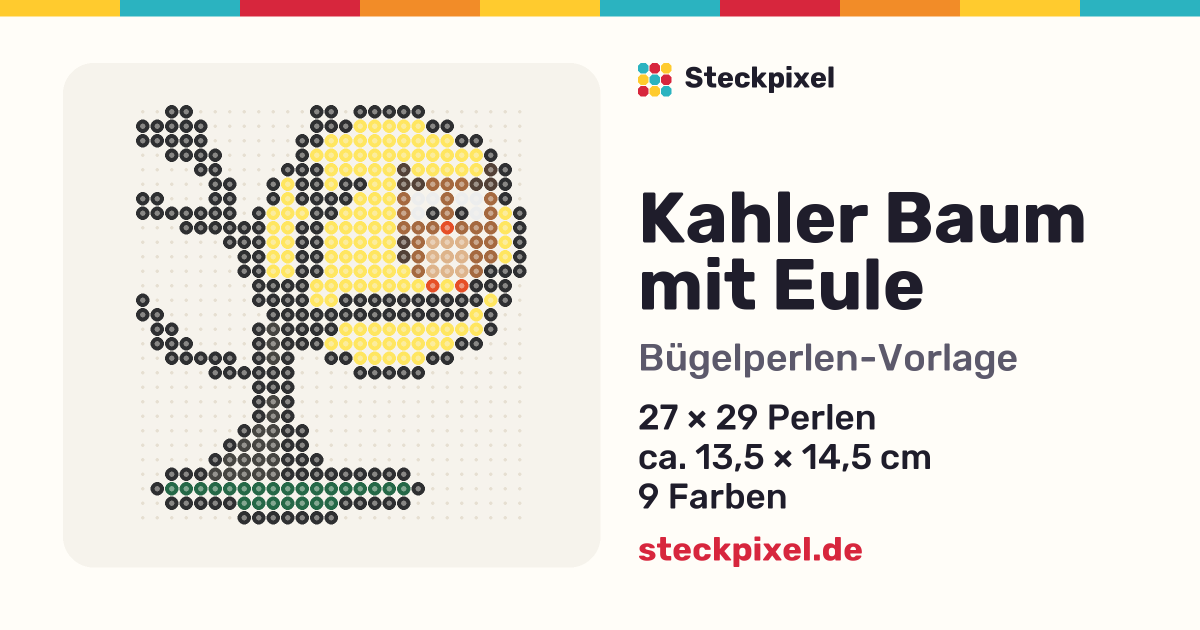 Bügelperlen-Vorlage Kahler Baum mit Eule