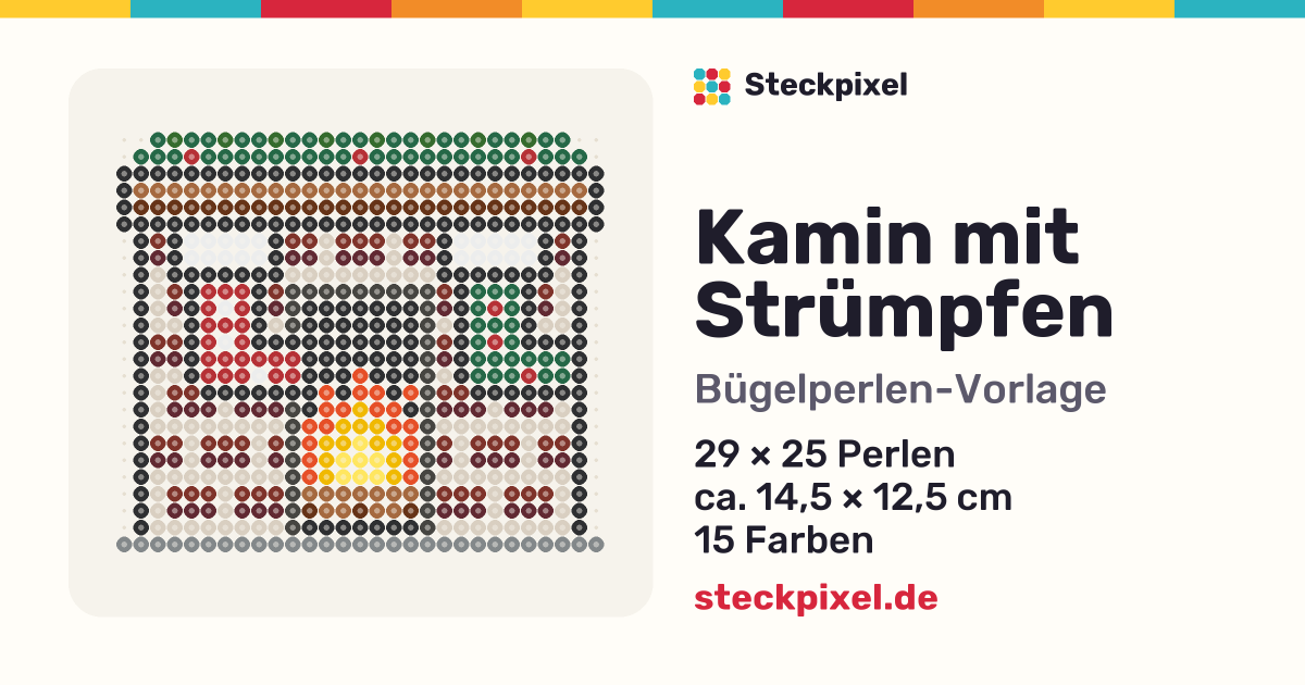 Bügelperlen-Vorlage Kamin mit Strümpfen
