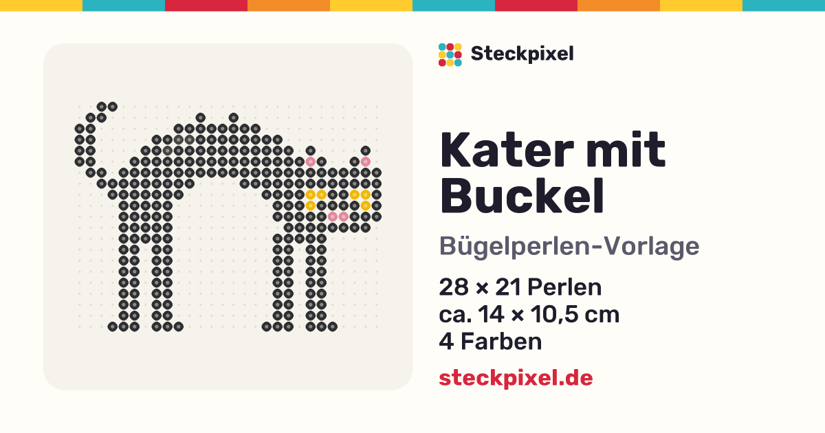 Bügelperlen-Vorlage Kater mit Buckel