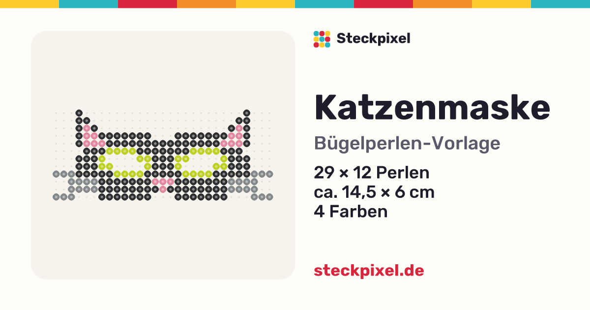 Bügelperlen-Vorlage Katzenmaske