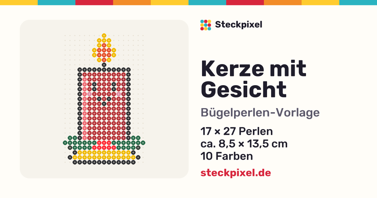 Bügelperlen-Vorlage Kerze mit Gesicht