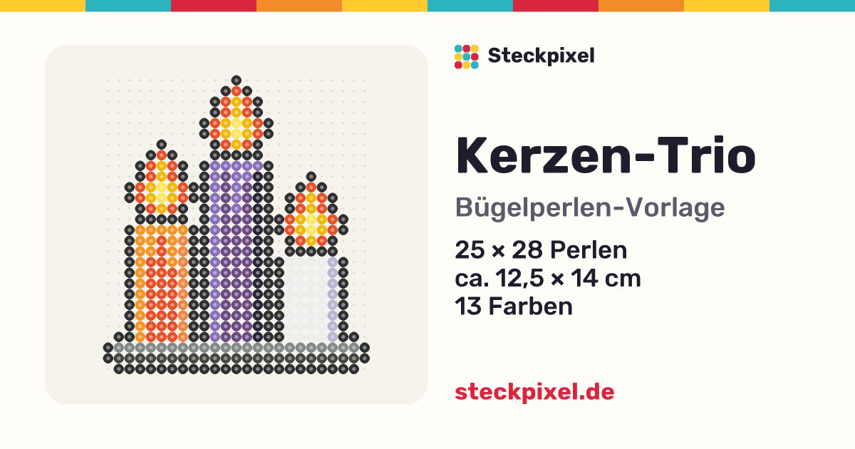 Bügelperlen-Vorlage Kerzen-Trio