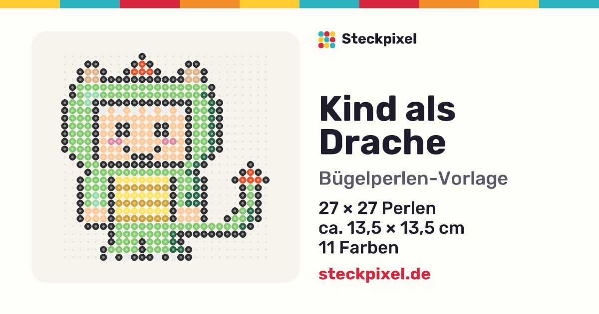 Bügelperlen-Vorlage Kind als Drache