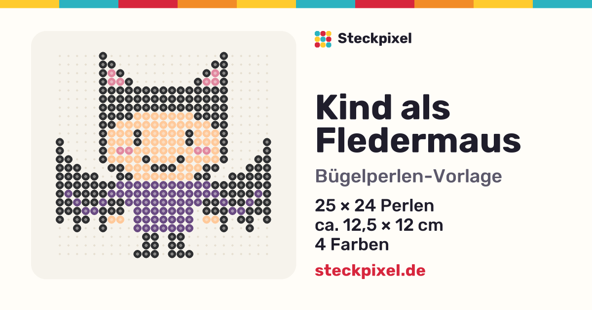 Bügelperlen-Vorlage Kind als Fledermaus