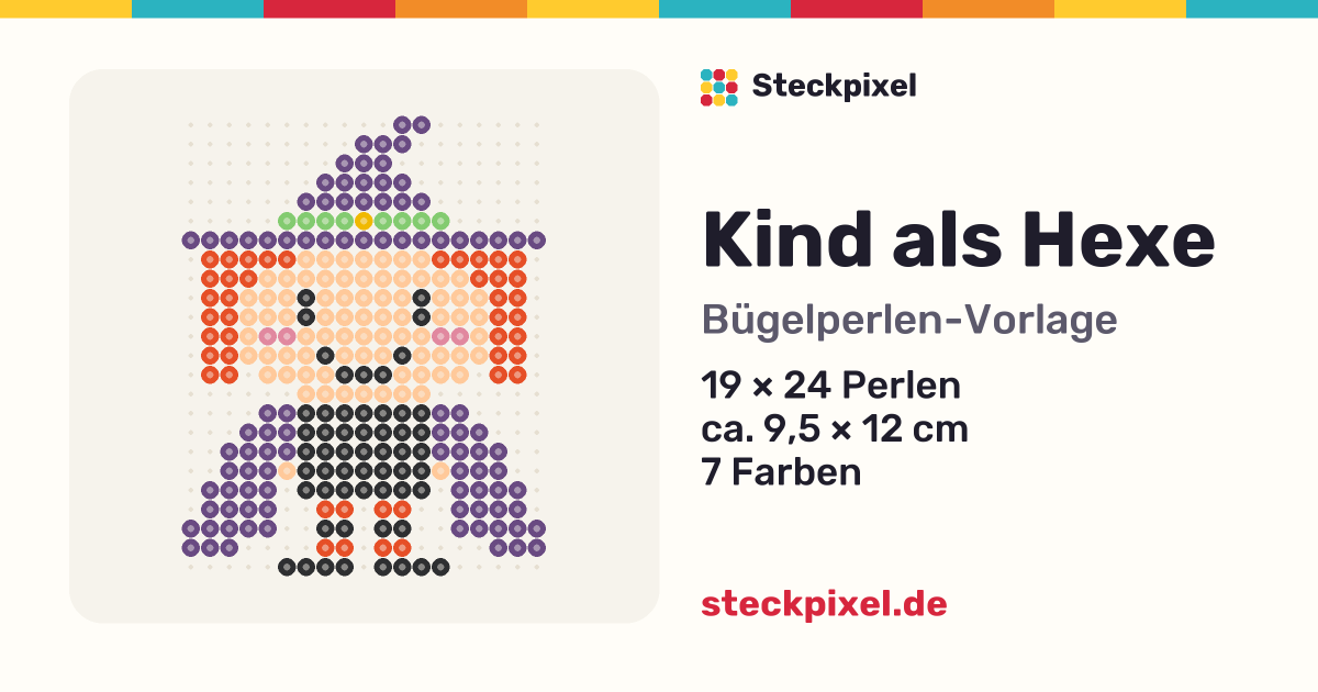 Bügelperlen-Vorlage Kind als Hexe
