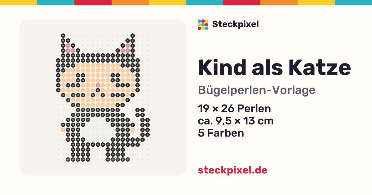 Bügelperlen-Vorlage Kind als Katze