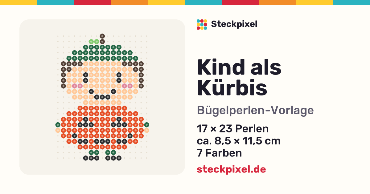 Bügelperlen-Vorlage Kind als Kürbis