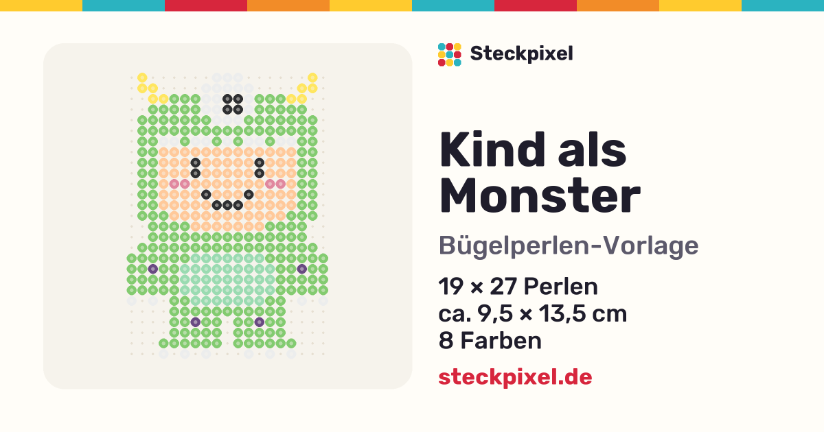Bügelperlen-Vorlage Kind als Monster