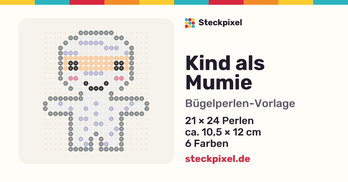Bügelperlen-Vorlage Kind als Mumie