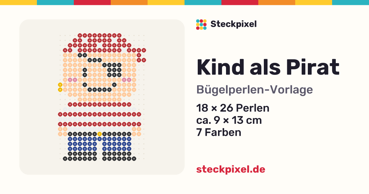 Bügelperlen-Vorlage Kind als Pirat