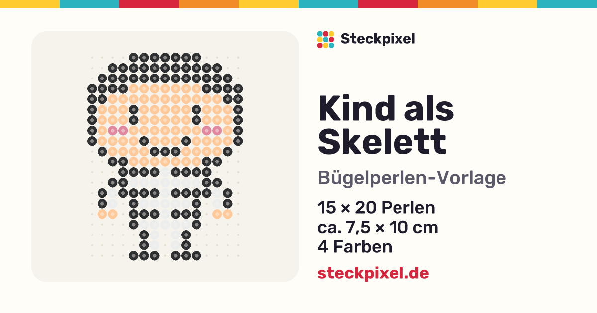 Bügelperlen-Vorlage Kind als Skelett