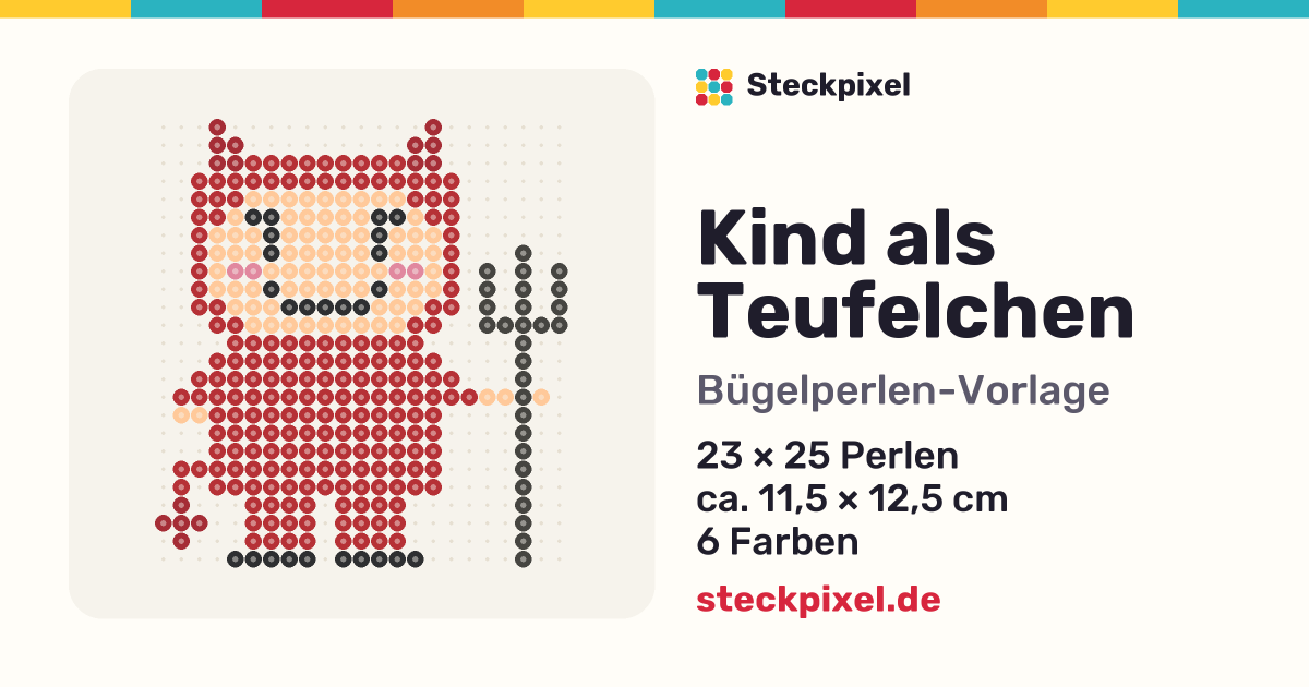Bügelperlen-Vorlage Kind als Teufelchen