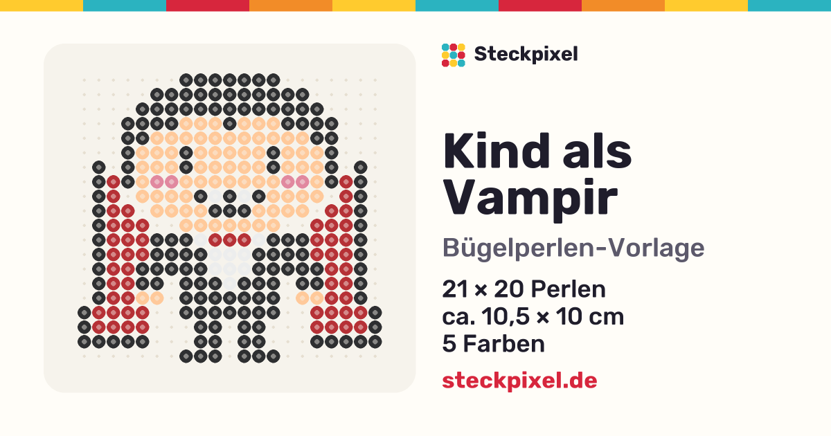 Bügelperlen-Vorlage Kind als Vampir