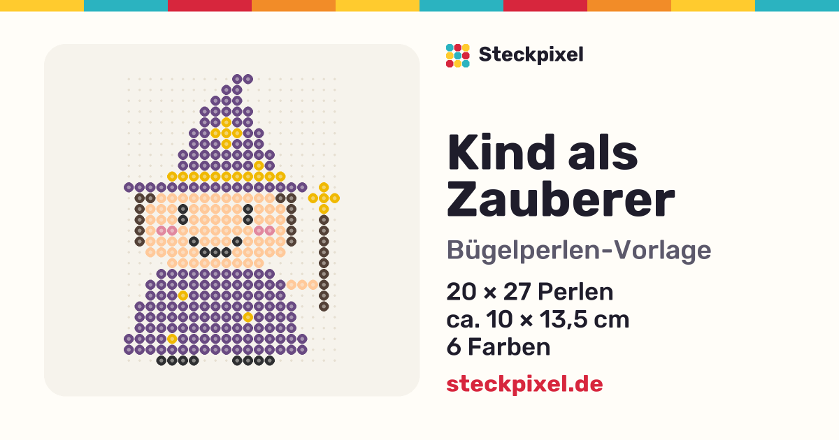 Bügelperlen-Vorlage Kind als Zauberer