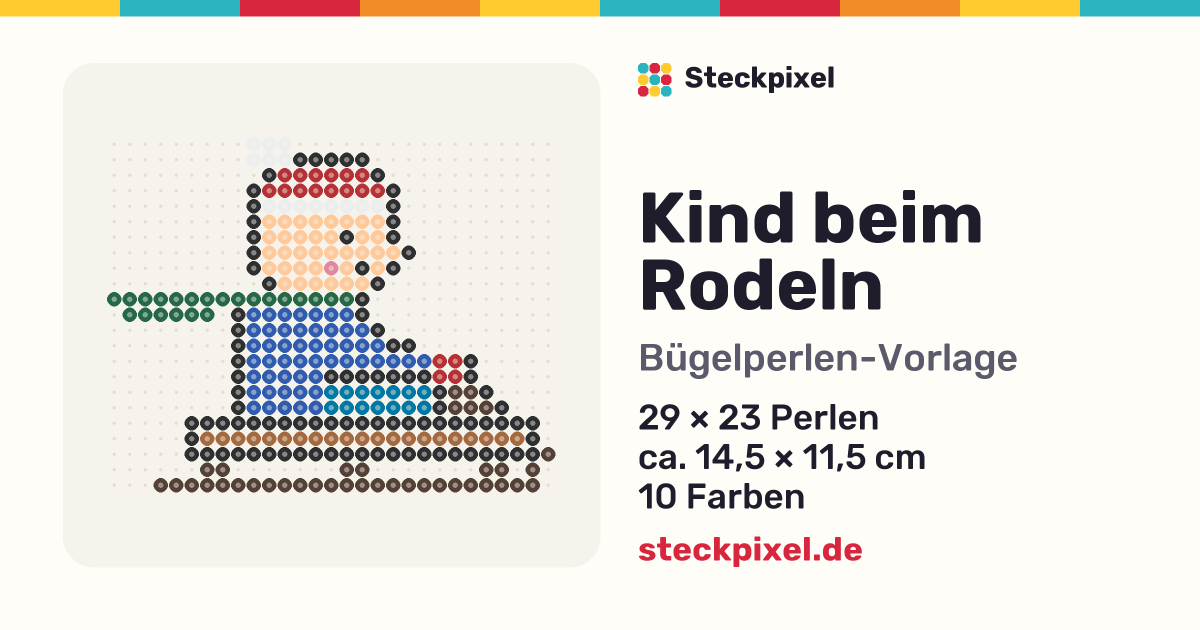 Bügelperlen-Vorlage Kind beim Rodeln