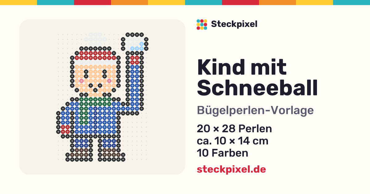 Bügelperlen-Vorlage Kind mit Schneeball