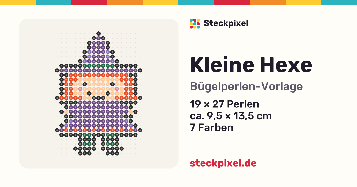 Bügelperlen-Vorlage Kleine Hexe