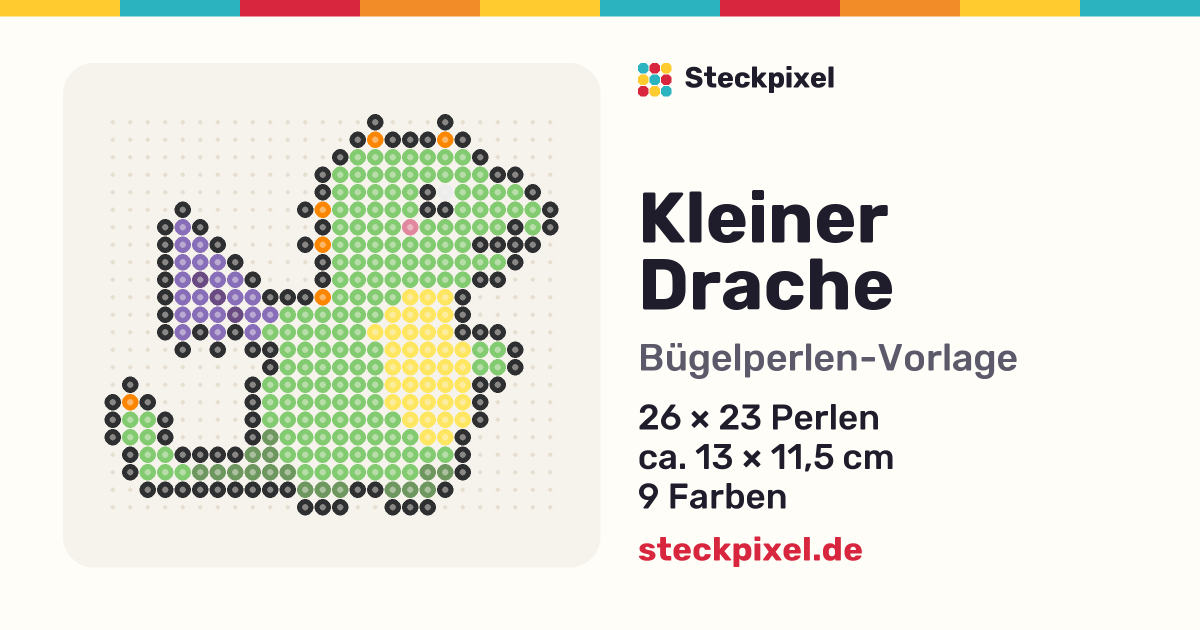 Bügelperlen-Vorlage Kleiner Drache