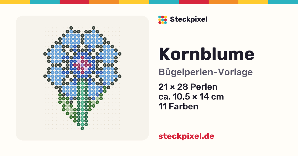 Bügelperlen-Vorlage Kornblume