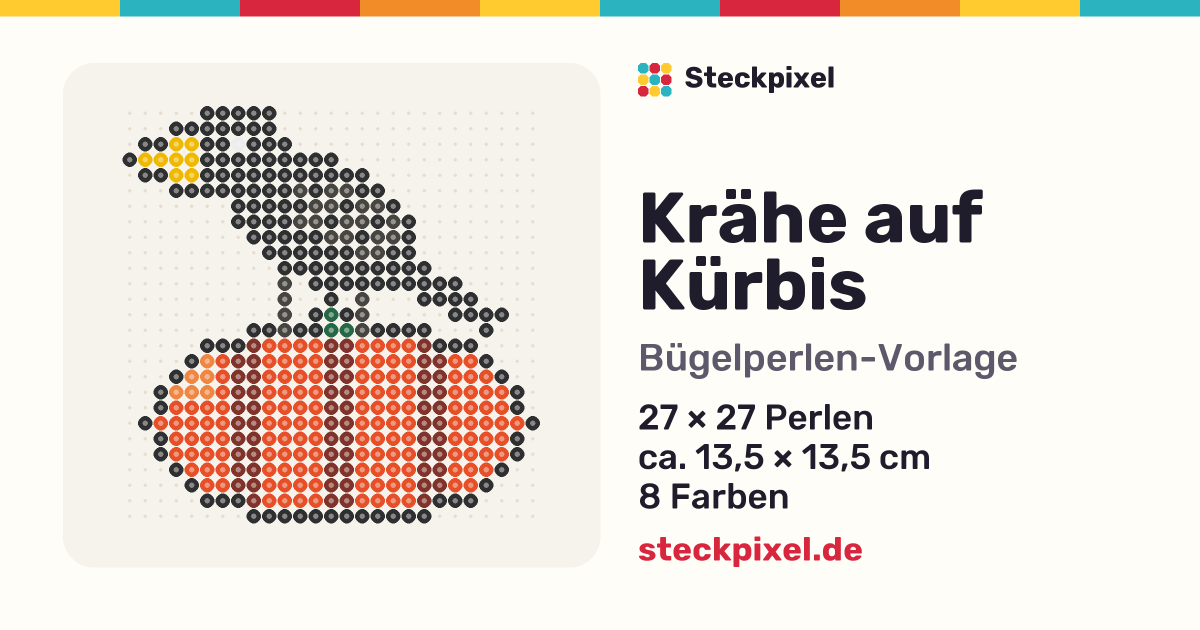 Bügelperlen-Vorlage Krähe auf Kürbis