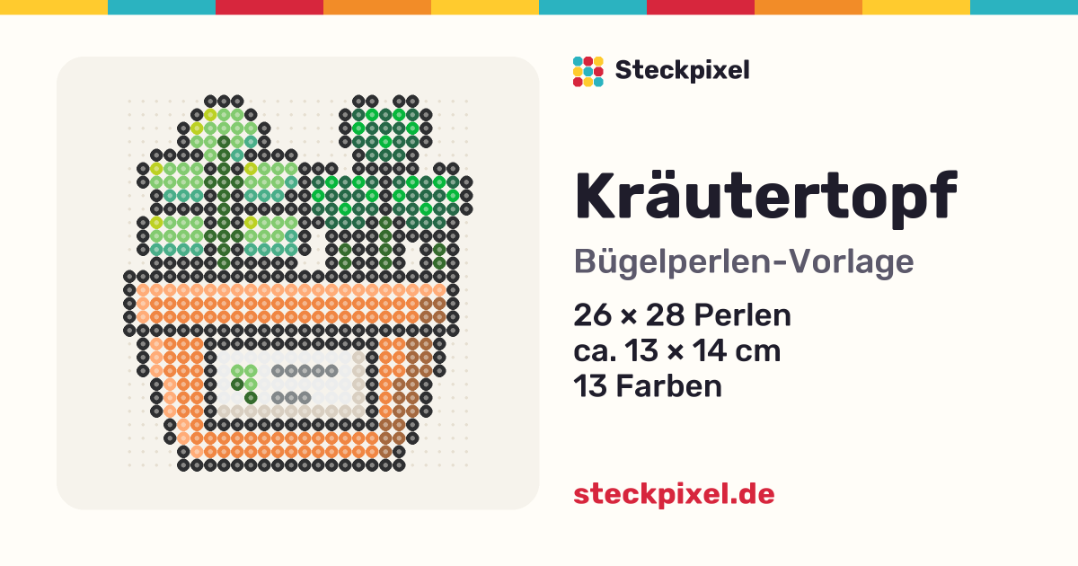 Bügelperlen-Vorlage Kräutertopf