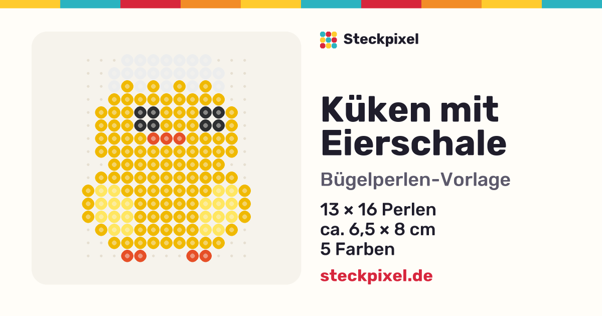 Bügelperlen-Vorlage Küken mit Eierschale