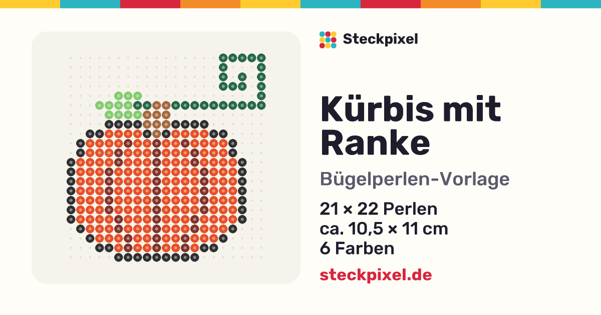 Bügelperlen-Vorlage Kürbis mit Ranke