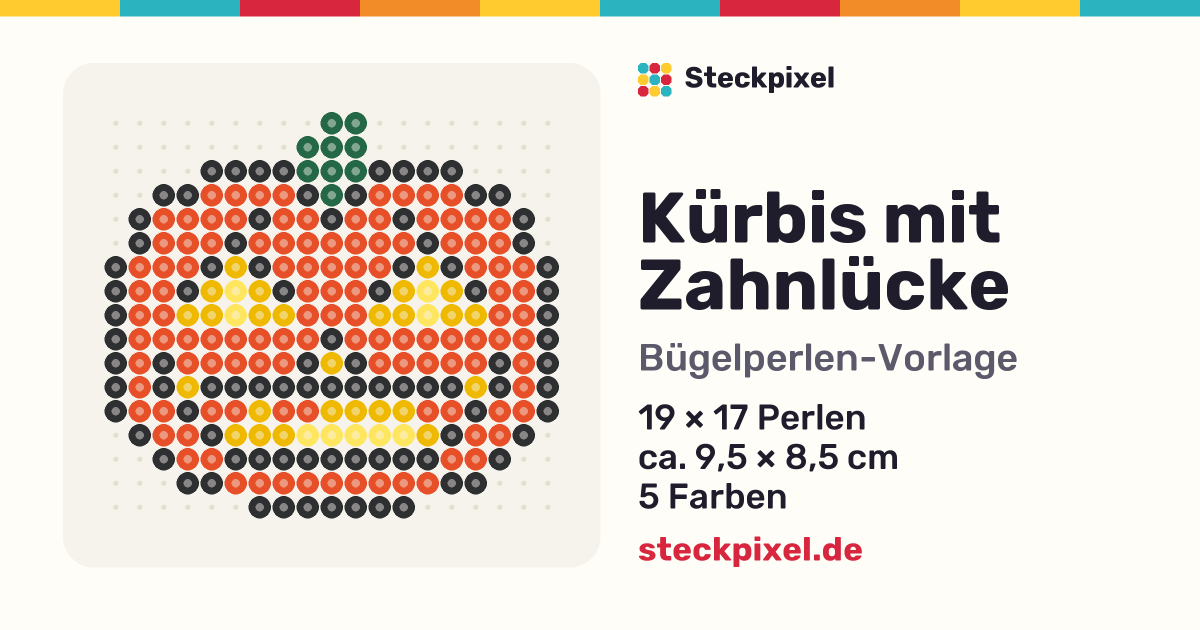 Bügelperlen-Vorlage Kürbis mit Zahnlücke