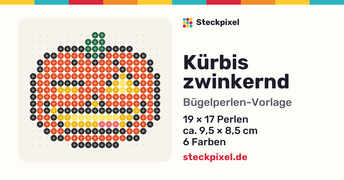 Bügelperlen-Vorlage Kürbis zwinkernd