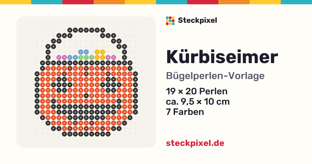 Bügelperlen-Vorlage Kürbiseimer