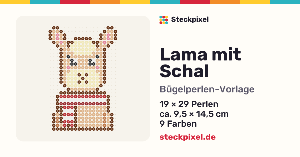 Bügelperlen-Vorlage Lama mit Schal