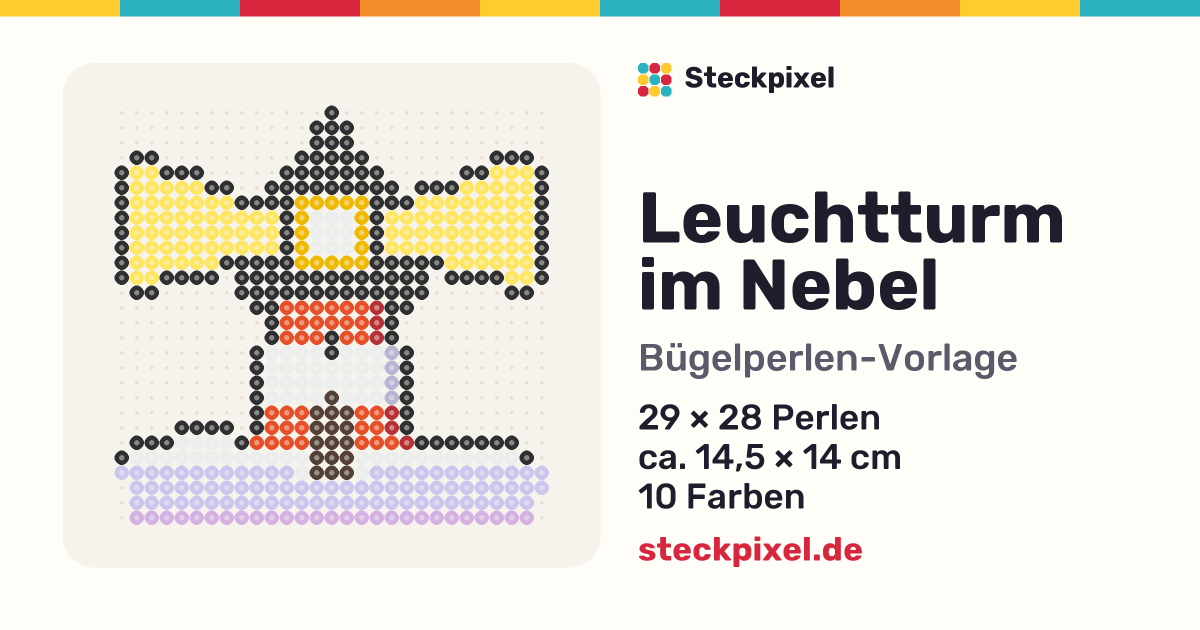 Bügelperlen-Vorlage Leuchtturm im Nebel