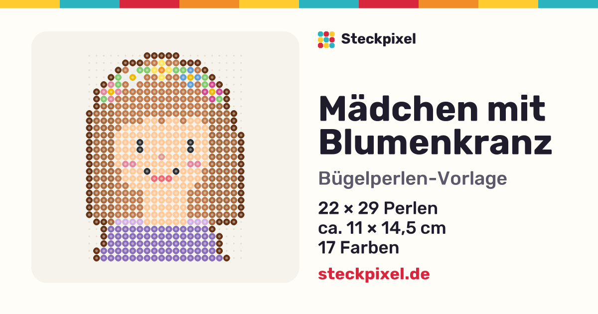 Bügelperlen-Vorlage Mädchen mit Blumenkranz