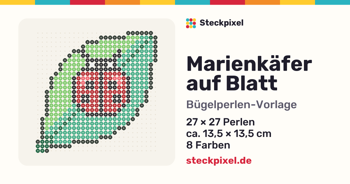 Bügelperlen-Vorlage Marienkäfer auf Blatt