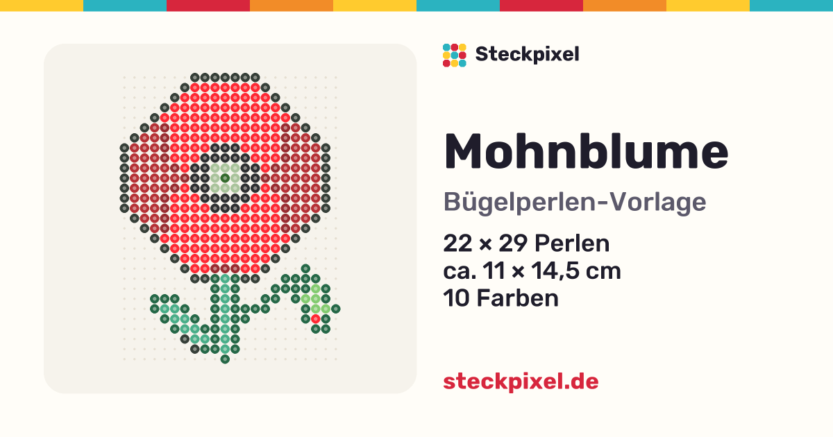 Bügelperlen-Vorlage Mohnblume