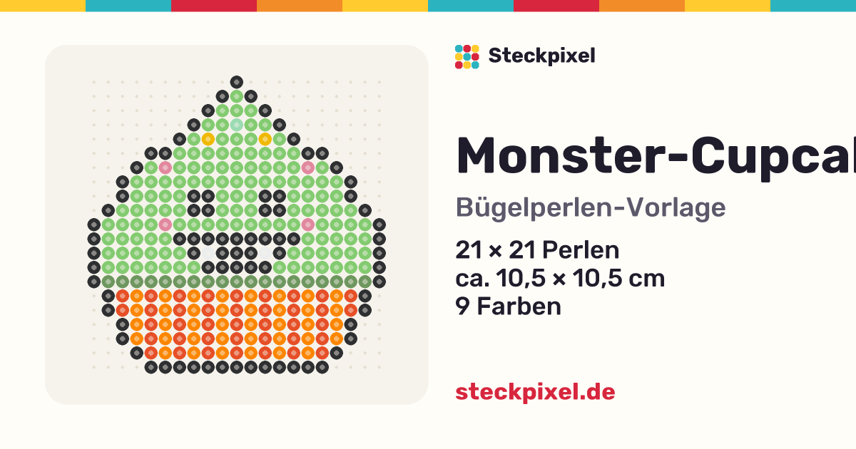 Bügelperlen-Vorlage Monster-Cupcake