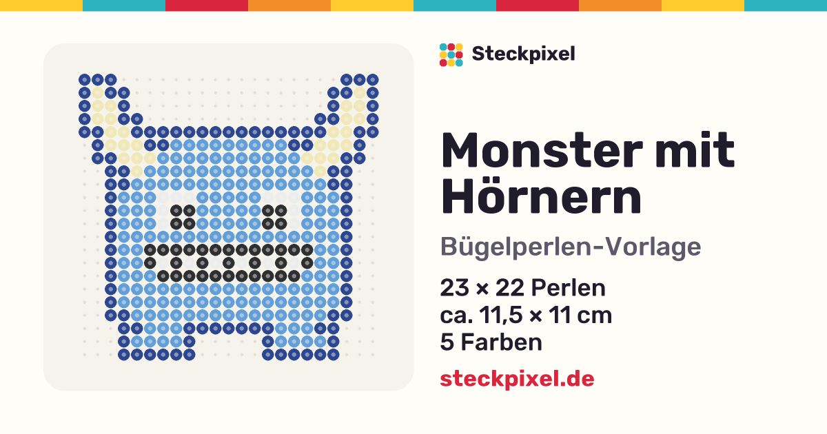Bügelperlen-Vorlage Monster mit Hörnern