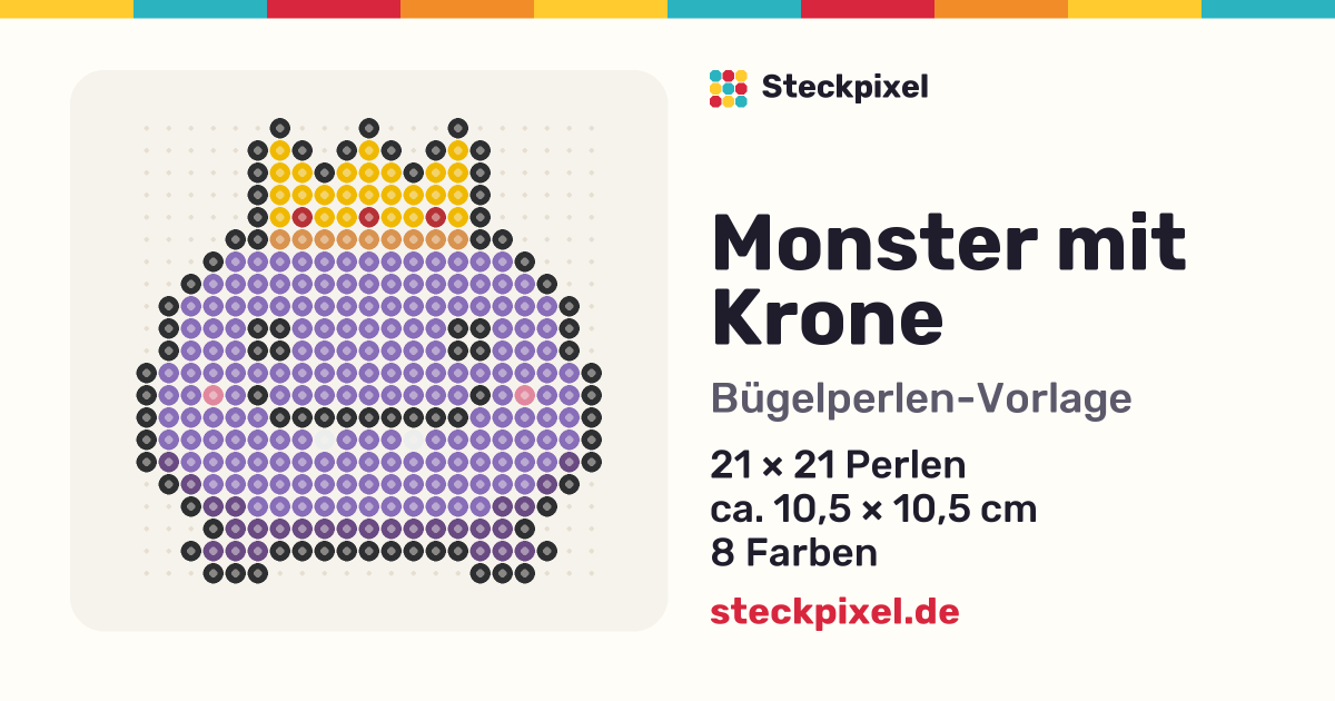 Bügelperlen-Vorlage Monster mit Krone