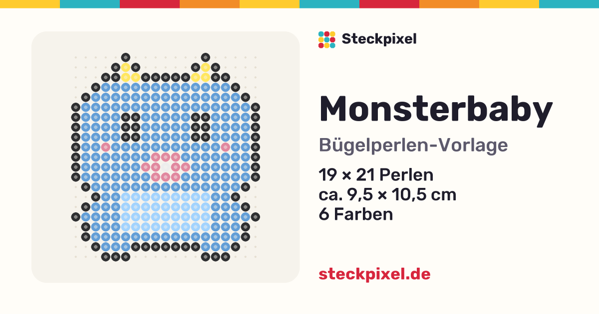 Bügelperlen-Vorlage Monsterbaby