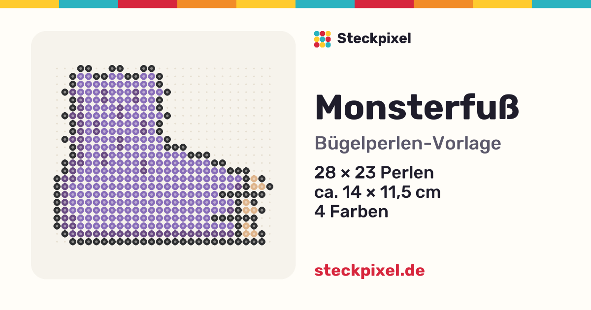 Bügelperlen-Vorlage Monsterfuß