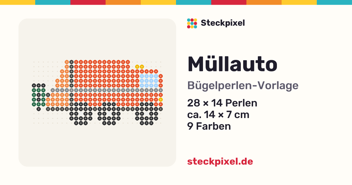 Bügelperlen-Vorlage Müllauto