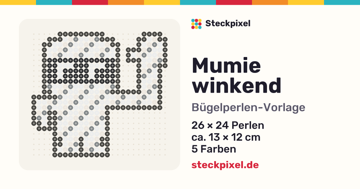Bügelperlen-Vorlage Mumie winkend
