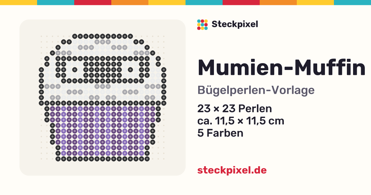 Bügelperlen-Vorlage Mumien-Muffin