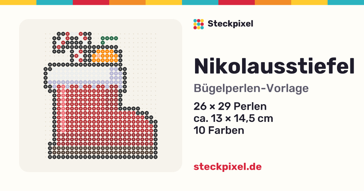 Bügelperlen-Vorlage Nikolausstiefel
