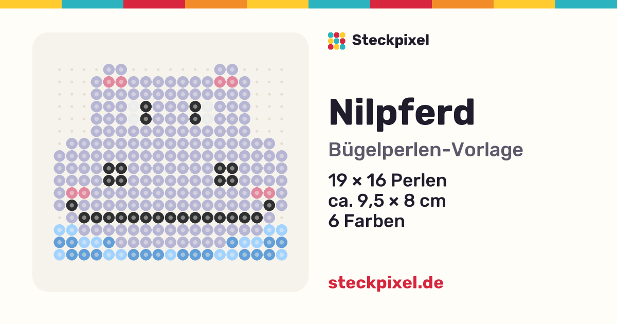 Bügelperlen-Vorlage Nilpferd