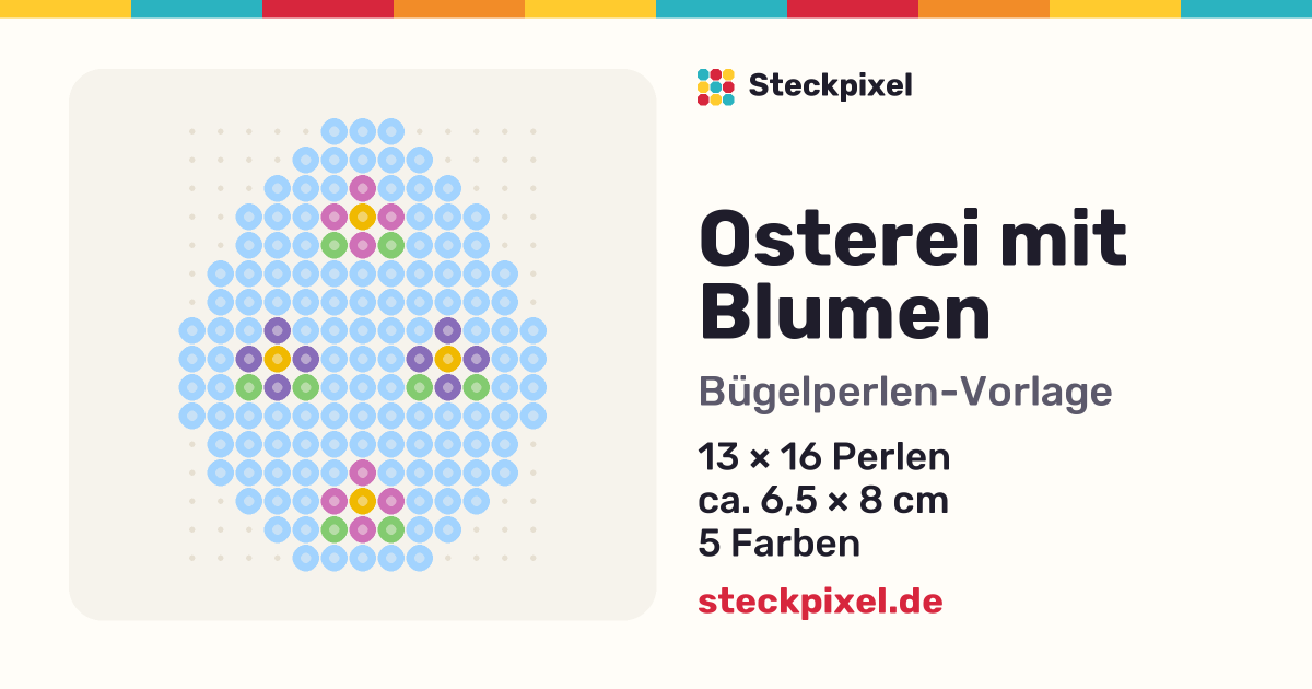 Bügelperlen-Vorlage Osterei mit Blumen