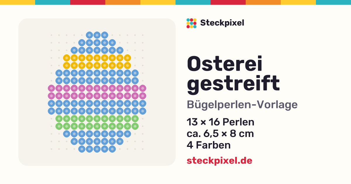 Bügelperlen-Vorlage Osterei gestreift