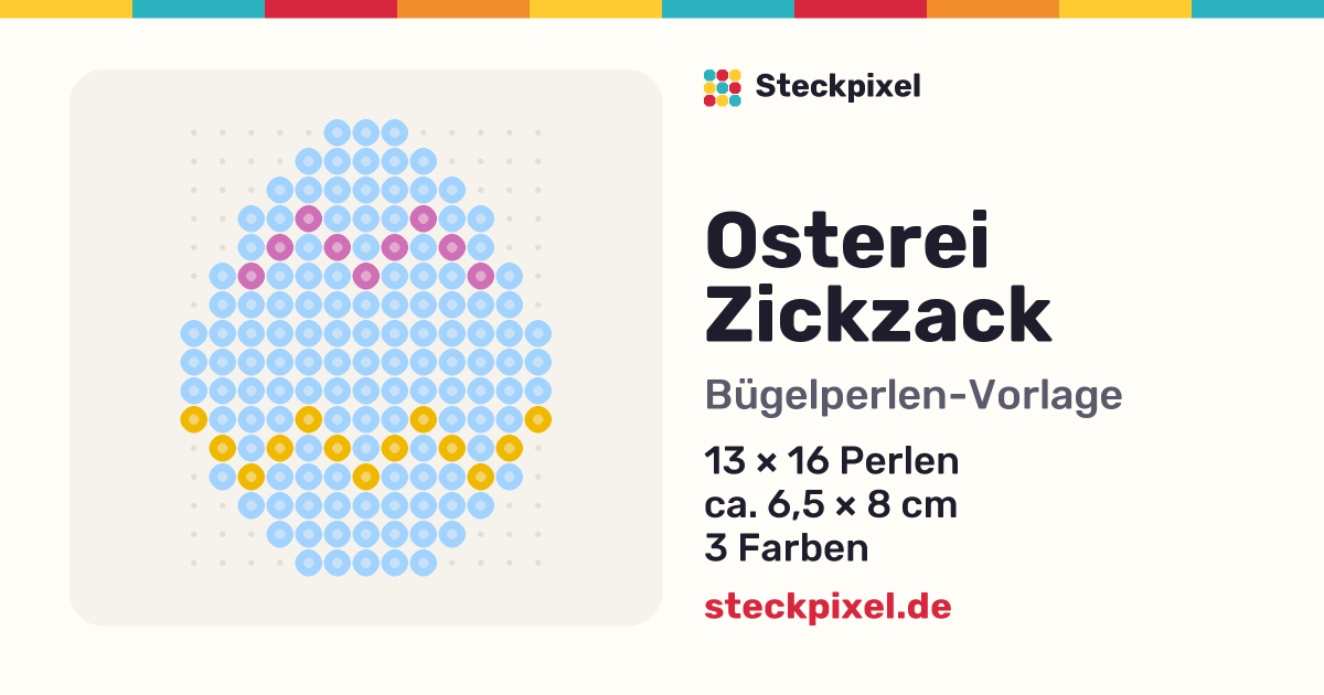 Bügelperlen-Vorlage Osterei Zickzack