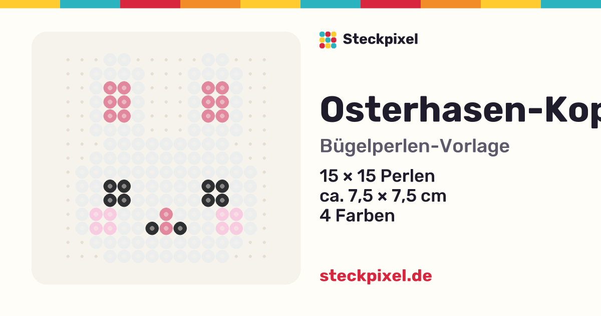 Bügelperlen-Vorlage Osterhasen-Kopf