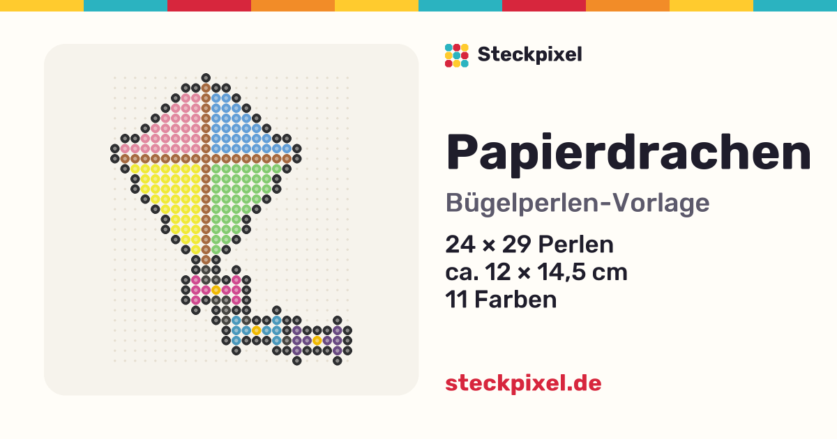 Bügelperlen-Vorlage Papierdrachen